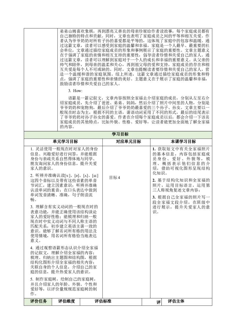 Unit2We'reFamily（大单元教学设计）_1、初中学习资料_2024秋改版_人教七上英语课件_4.教案