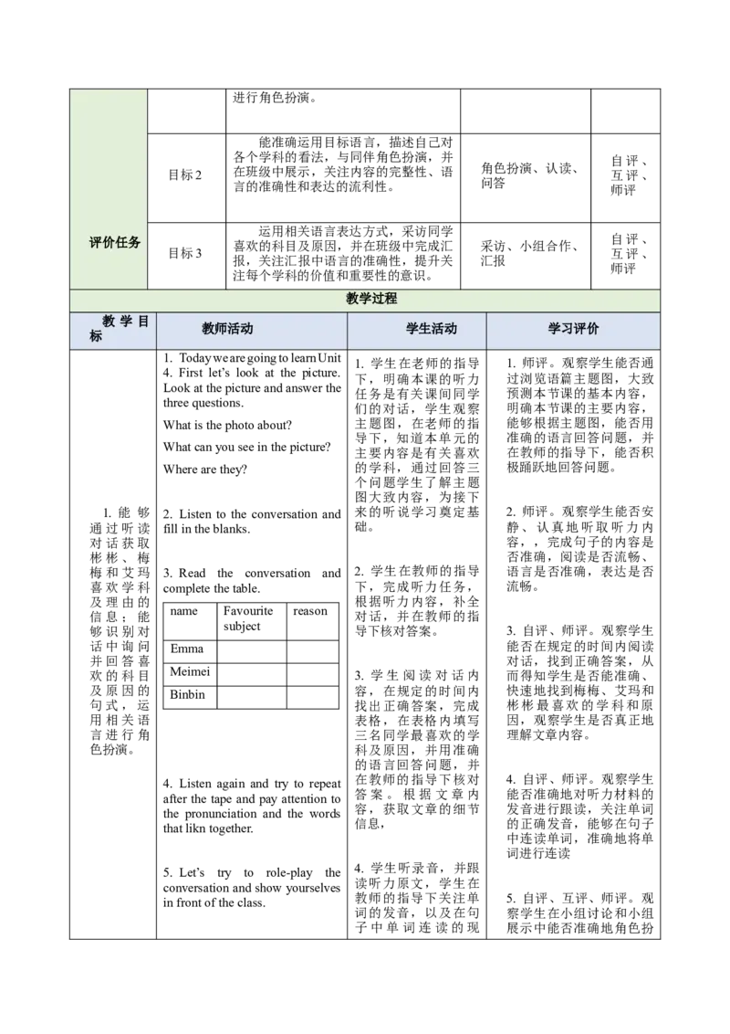 Unit4MyFavouriteSubject（大单元教学设计）_1、初中学习资料_2024秋改版_人教七上英语课件_4.教案