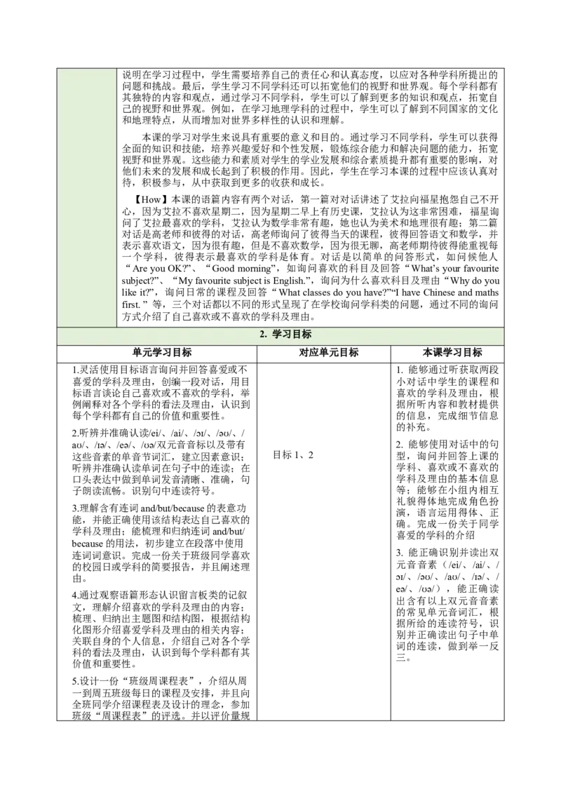 Unit4MyFavouriteSubject（大单元教学设计）_1、初中学习资料_2024秋改版_人教七上英语课件_4.教案
