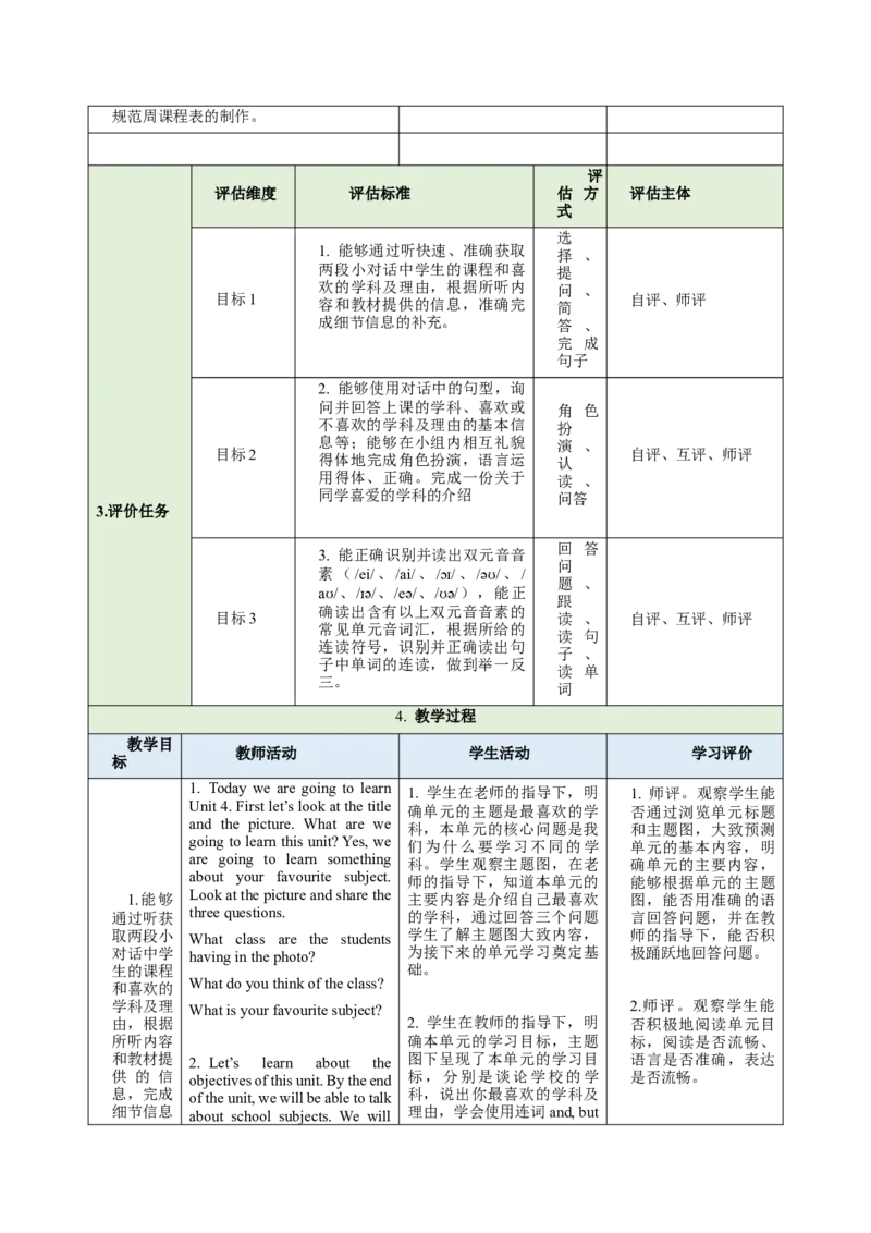 Unit4MyFavouriteSubject（大单元教学设计）_1、初中学习资料_2024秋改版_人教七上英语课件_4.教案