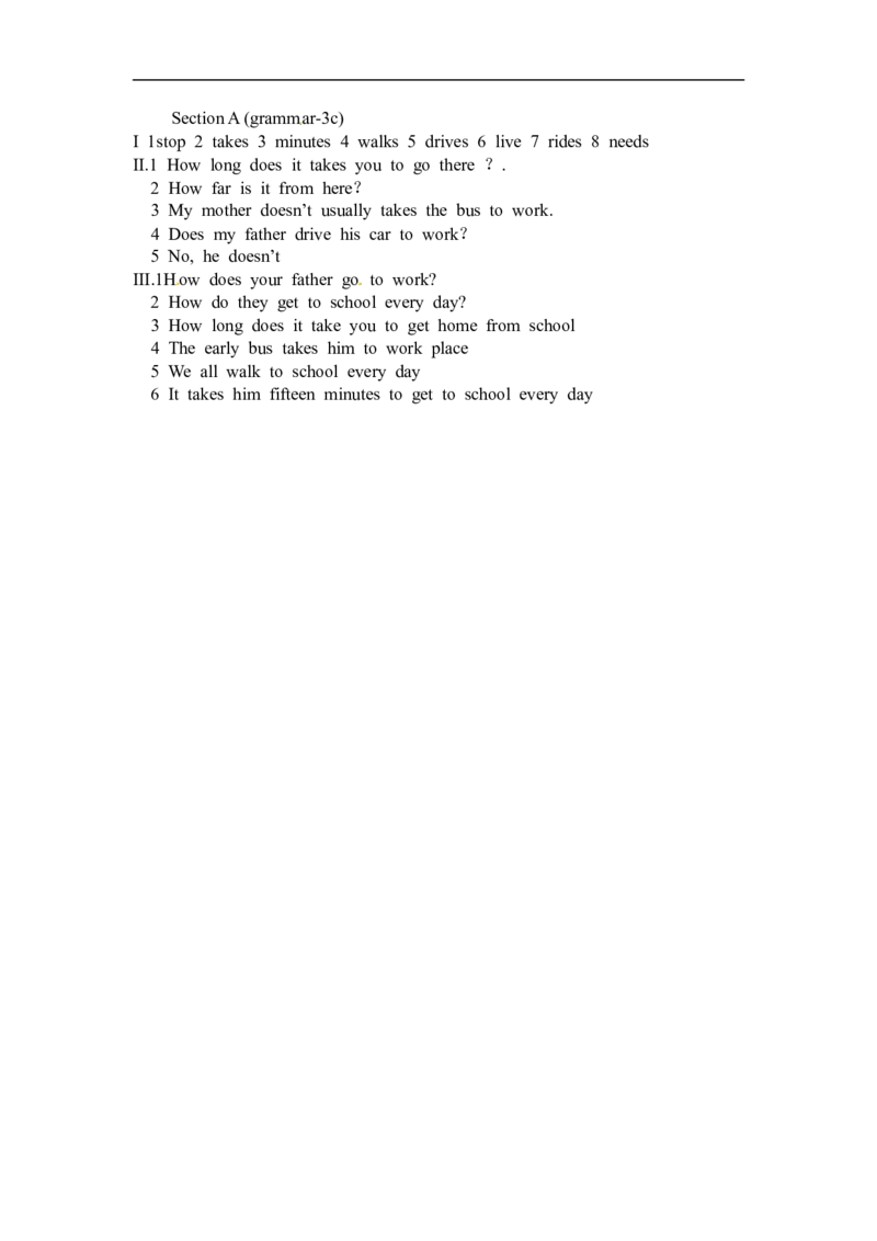 Unit3SectionA(grammar-3c)_1、初中学习资料_4-3、英语_4-3-2、初一英语下册_人教英语七年级下课时练习（072份）_同步练习1_Unit3Howdoyougettoschool（含答案，4份）