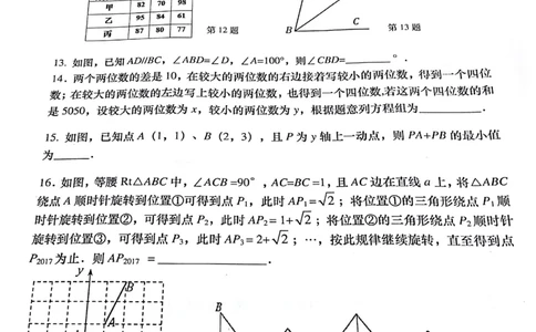 [首发]山东省青岛市黄岛区2016-2017学年八年级上学期期末考试数学试题（PDF版）_1、初中学习资料_4-2、数学_北师大版_北师大版初中数学8上_八年级上学期数学北师大版历年期中期末
