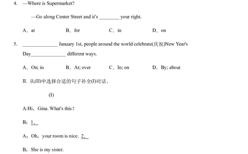 Unit4Where'smyschoolbag？sectionA综合能力训练人教版英语七年级上册（有答案）_1、初中学习资料_4-3、英语_4-3-1、初一英语上册_人教英语七年级上课时练习（056份）_同步练习1
