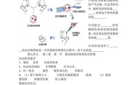 《基因控制生物的性状》同步练习3含答案_1、初中学习资料_4-6、生物_4-6-4、初二生物下册_1、同步练习（67份）_赠送同步练习53份_7.2生物的遗传与变异_第1节基因控制生物的性状