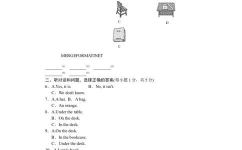 Unit4标准检测卷_1、初中学习资料_4-3、英语_4-3-1、初一英语上册_人教英语七年级上单元试卷（092份）_单元测试卷5（有听力）