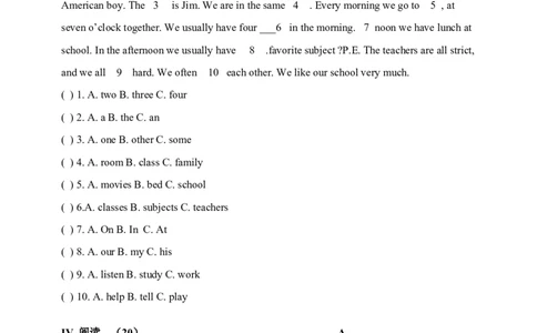 unit9单元测试2含答案_1、初中学习资料_4-3、英语_4-3-1、初一英语上册_人教英语七年级上单元试卷（092份）_单元测试卷3（无听力）