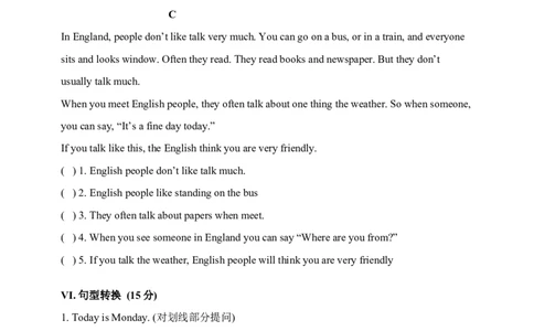 unit9单元测试2含答案_1、初中学习资料_4-3、英语_4-3-1、初一英语上册_人教英语七年级上单元试卷（092份）_单元测试卷3（无听力）