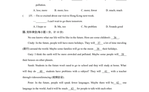 UNIT7单元过关卷_1、初中学习资料_4-3、英语_4-3-3、初二英语上册_2023更新_单元测试卷_Unit7Willpeoplehaverobots？