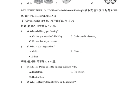 UNIT5单元过关卷_1、初中学习资料_4-3、英语_4-3-5、初三英语全册_2024更新_单元测试卷_Unit5Whataretheshirtsmadeof？