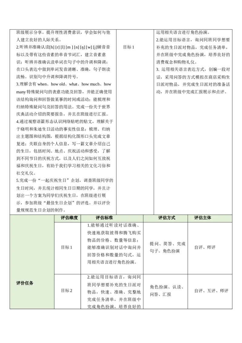 Unit7HappyBirthday!（大单元教学设计）_1、初中学习资料_2024秋改版_人教七上英语课件_4.教案
