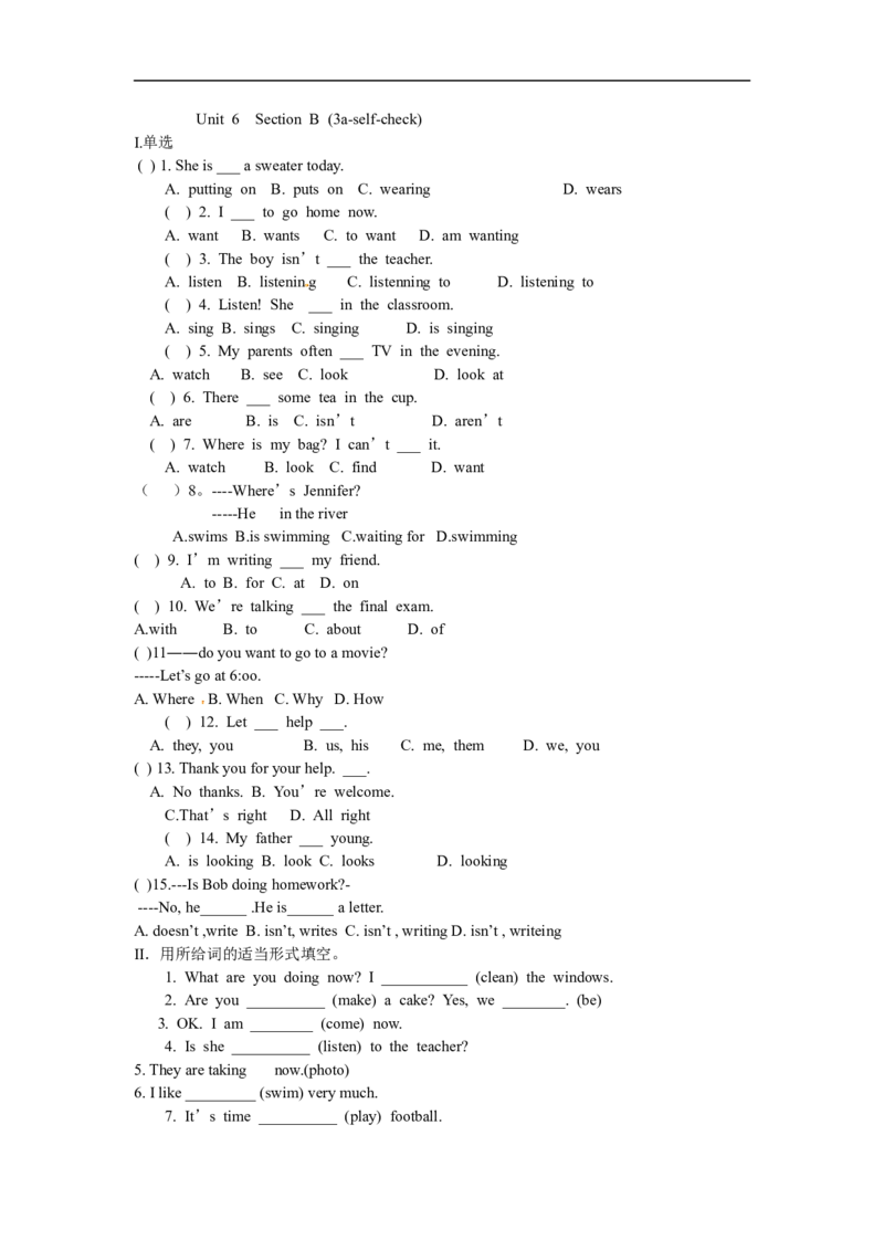 Unit6SectionB(3a-Self-check)_20190815_201053_1、初中学习资料_4-3、英语_4-3-2、初一英语下册_人教英语七年级下课时练习（072份）_同步练习1_Unit6I&rsquo;mwatchingTV（含答案，4份）