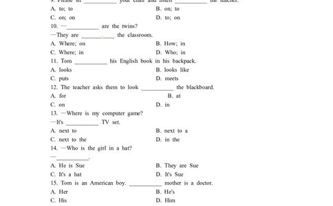 unit4练习2含答案_1、初中学习资料_4-3、英语_4-3-1、初一英语上册_人教英语七年级上课时练习（056份）_同步练习2_unit4where'smyschoolbag