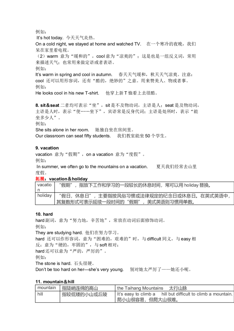 七年级英语下册Unit7重点知识汇总_1、初中学习资料_4-3、英语_4-3-2、初一英语下册_知识点总结