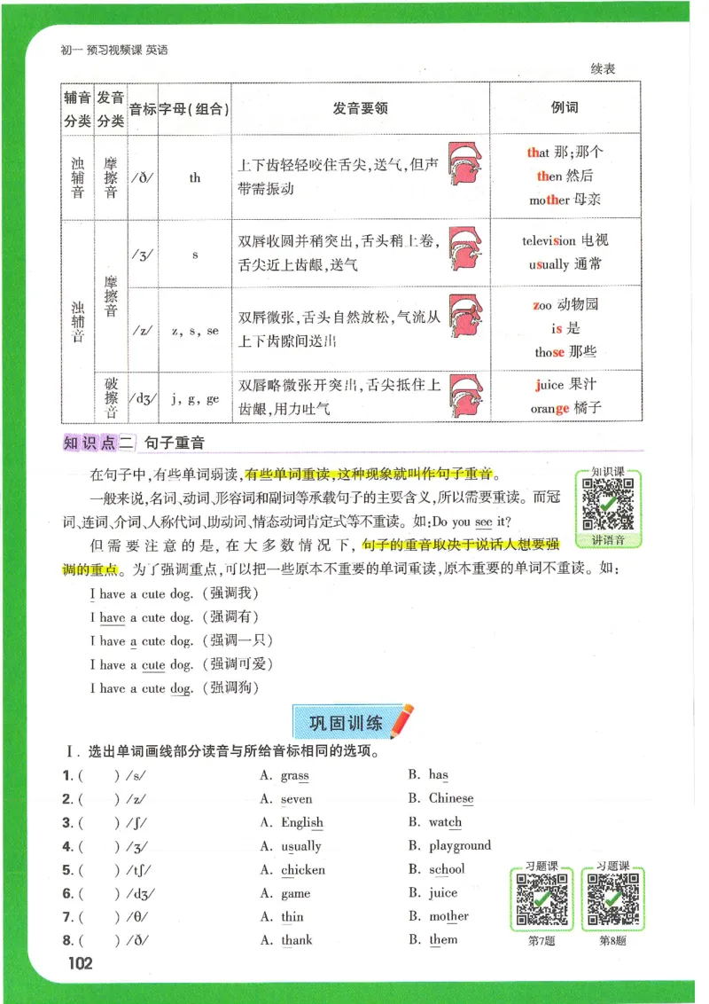 万唯新初一习题_1、初中学习资料_2024秋改版_人教七上英语课件_练习题