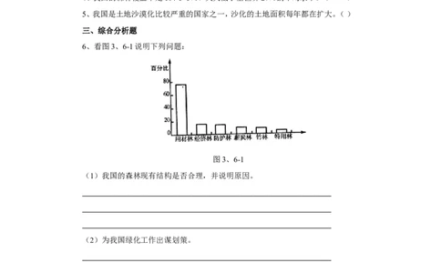 《爱护植被，绿化祖国》习题3含答案_1、初中学习资料_4-6、生物_4-6-1、初一生物上册_同步练习-138份_2、同步练习第2套115份_第3单元生物圈中的绿色植物_3.6爱护植被，绿化祖国