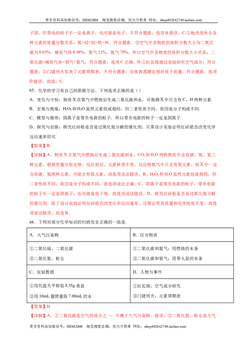 专练01（综合易错80题）（选择题）（解析版）_1、初中学习资料_4-5、化学_4-5-5、初三化学上册_人教化学九年级上专项练习（022份）