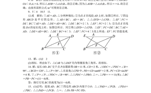 专项训练七　相似_1、初中学习资料_4-2、数学_4-2-6、初三数学下册_人教数学九年级下专项练习（010份）_期末专项）初中9年级下册10份