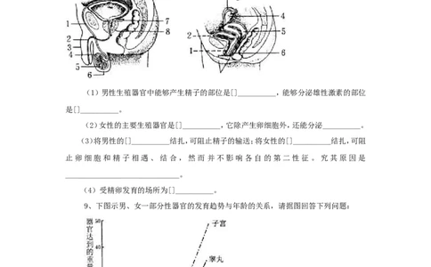 《青春期》习题4_1、初中学习资料_4-6、生物_4-6-2、初一生物下册_同步练习（89份）_同步练习第2套（69份）_4.1人的由来_第3节青春期