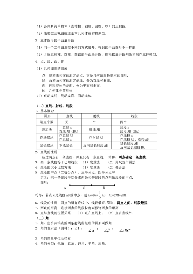 七年级数学上册复习资料_1、初中学习资料_4-2、数学_4-2-1、初一数学上册_人教数学七年级上知识点总结