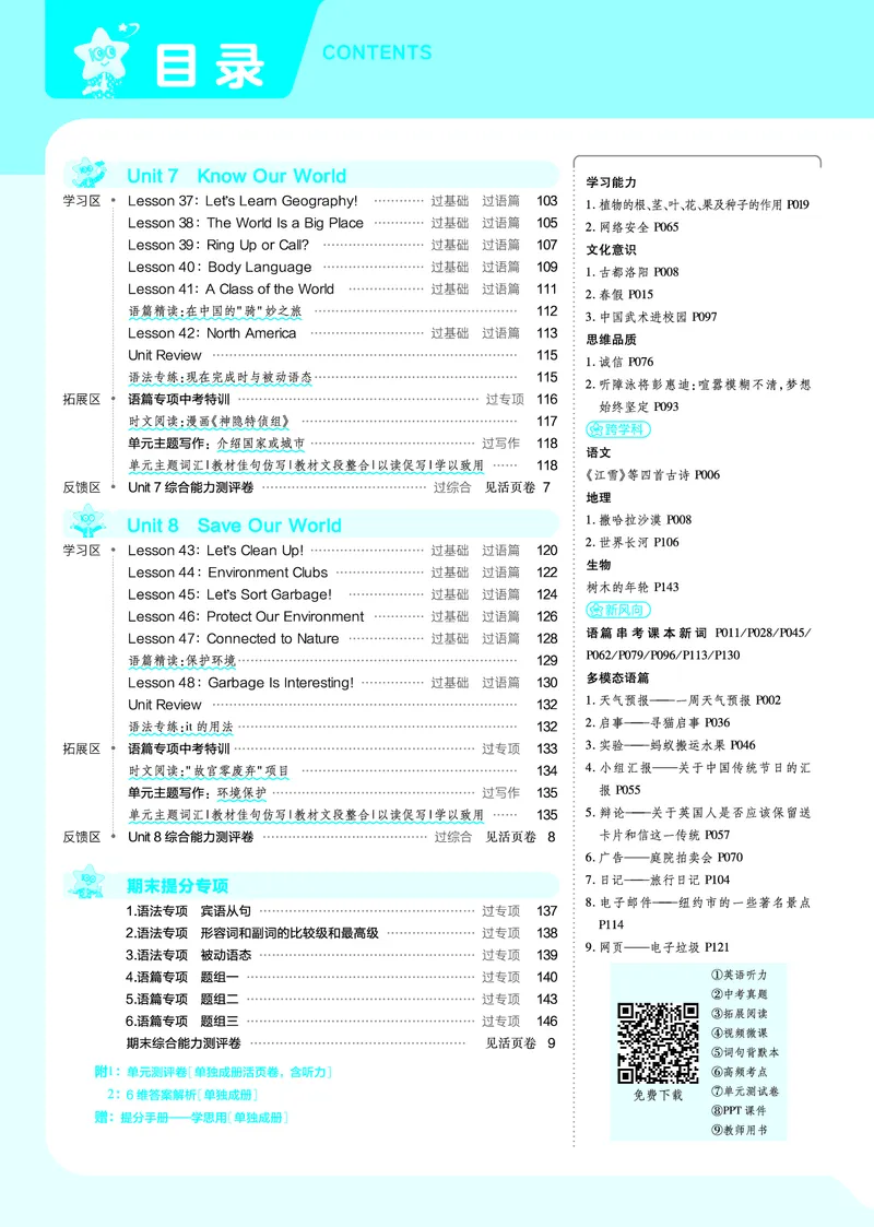 一遍过八下英语冀教正文目录_1、初中学习资料_24秋试卷_2025春季初中《一遍过》下册_2025版一遍过英语冀教版_2025版一遍过英语冀教版8年级下册