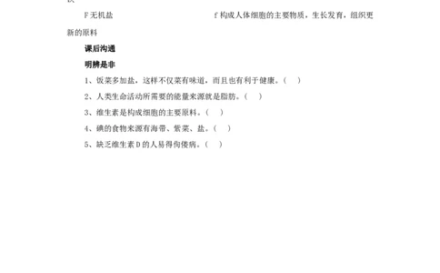 《食物中的营养物质》习题3_1、初中学习资料_4-6、生物_4-6-2、初一生物下册_同步练习（89份）_同步练习第2套（69份）_4.2人体的营养_第1节食物中的营养物质