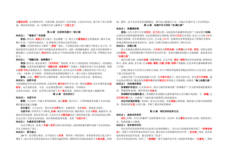 七年级历史上册-复习资料_1、初中学习资料_4-7、历史_4-7-1、初一历史上册_6知识点梳理（4份）