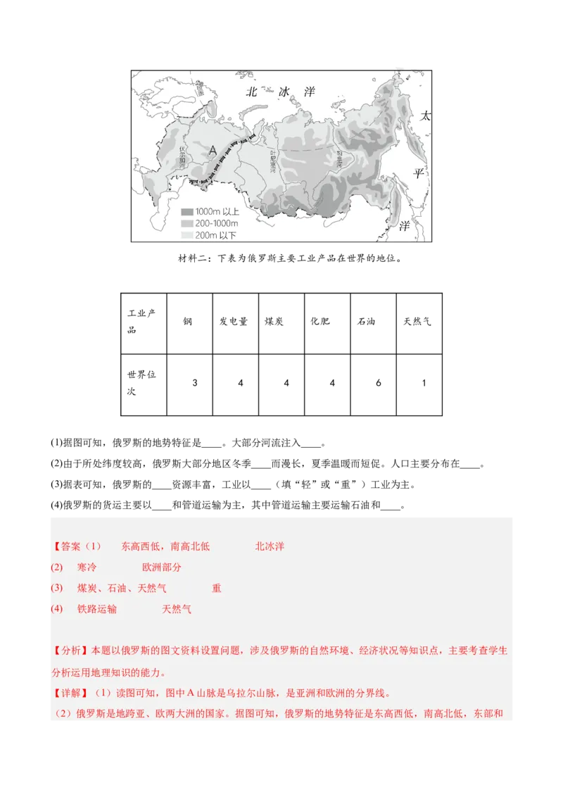 七年级地理下册期中测试（B卷&middot;真题演练卷）-单元测试2022-2023学年七年级地理下册分层训练AB卷（人教版）（解析版）_new_1、初中学习资料_4-8、地理_4-8-2、初一地理下册