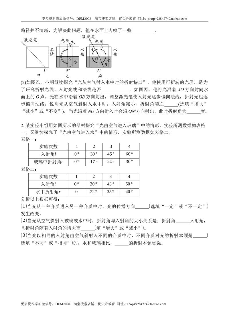 专题05光现象实验（原卷版）_1、初中学习资料_4-4、物理_4-4-3、初二物理上册_人教版物理八年级上专项练习（008份）