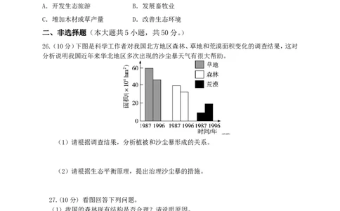 《爱护植被绿化祖国》习题5含答案_1、初中学习资料_4-6、生物_4-6-1、初一生物上册_同步练习-138份_2、同步练习第2套115份_第3单元生物圈中的绿色植物_3.6爱护植被，绿化祖国