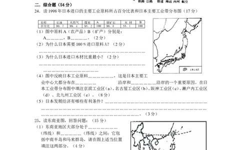 七年级地理质量检测七年级下册第7章1_1、初中学习资料_4-8、地理_4-8-2、初一地理下册_2.地理7下单元测试（31份）_2.第2套单元测试题及答案（17份）