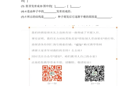 《种子的萌发》习题3含答案_1、初中学习资料_4-6、生物_4-6-1、初一生物上册_同步练习-138份_2、同步练习第2套115份_第3单元生物圈中的绿色植物_3.2.1种子的萌发