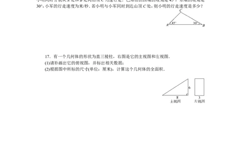 专项训练八　锐角三角函数及视图_1、初中学习资料_4-2、数学_4-2-6、初三数学下册_人教数学九年级下专项练习（010份）_期末专项）初中9年级下册10份