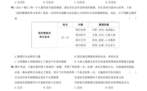 〖卷05〗第二单元++《做情绪情感的主人》测试题B卷-2021-2022学年七年级道德与法治下学期综合优化检测AB卷_1、初中学习资料_4-9、政治_4-9-2、初一道法下册_2.道法7下单元测试（11份）