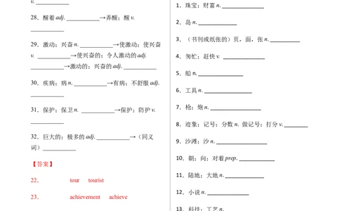 专题01重点词汇及专练（练习版）（人教版）_1、初中学习资料_4-3、英语_4-3-4、初二英语下册_人教英语八年级下专项练习（017份）
