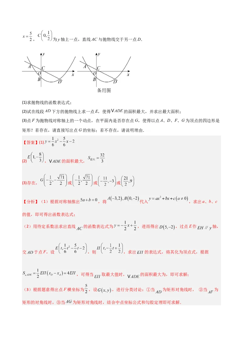 专题06二次函数中特殊四边形存在性问题（解析版）（北师大版）_1、初中学习资料_24秋试卷_初中数学《常考压轴题攻略》_常考压轴题最新九年级数学下册压轴题攻略（北师大版）
