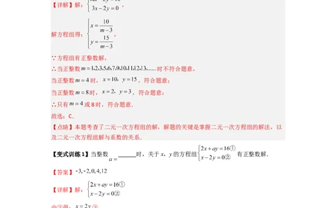 专题10二元一次方程组特殊解的三种考法（解析版）（北师大版）_1、初中学习资料_24秋试卷_初中数学《常考压轴题攻略》_常考压轴题最新八年级数学上册压轴题攻略（北师大版）