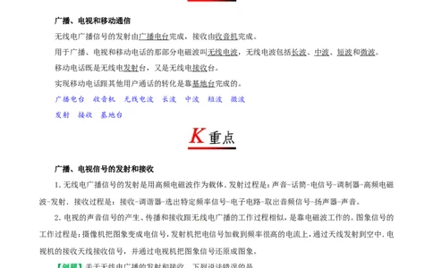 专题21.3广播、电视和移动通信--九年级物理人教版_1、初中学习资料_4-4、物理_4-4-5、初三物理全册_2024更新_人教版初中物理九年级章末测试专题讲义（新）