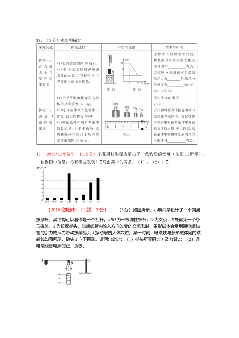 中考试题分类汇编_6.质量和密度111_1、初中学习资料_4-4、物理_4-4-3、初二物理上册_2023更新_人教初中物理8上单元期中期末试题_第6单元