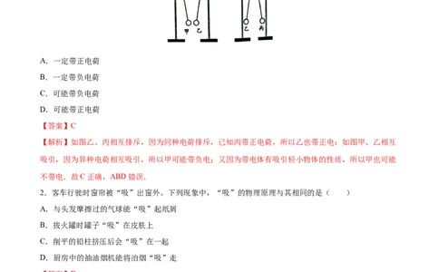两种电荷（重点练）（解析版）_1、初中学习资料_4-4、物理_4-4-5、初三物理全册_2024更新_4人教物理试卷9全册同步课时练习新