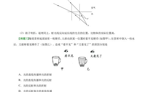 专题4.4光的折射--八年级物理人教版（上册）_1、初中学习资料_4-4、物理_4-4-3、初二物理上册_2023更新_人教版初中物理八年级上章末测试专题讲义（新）