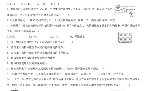 中考复习浮力经典练习题带答案_1、初中学习资料_4-4、物理_4-4-4、初二物理下册_2023更新_人教初中物理8下单元期中期末_第4单元