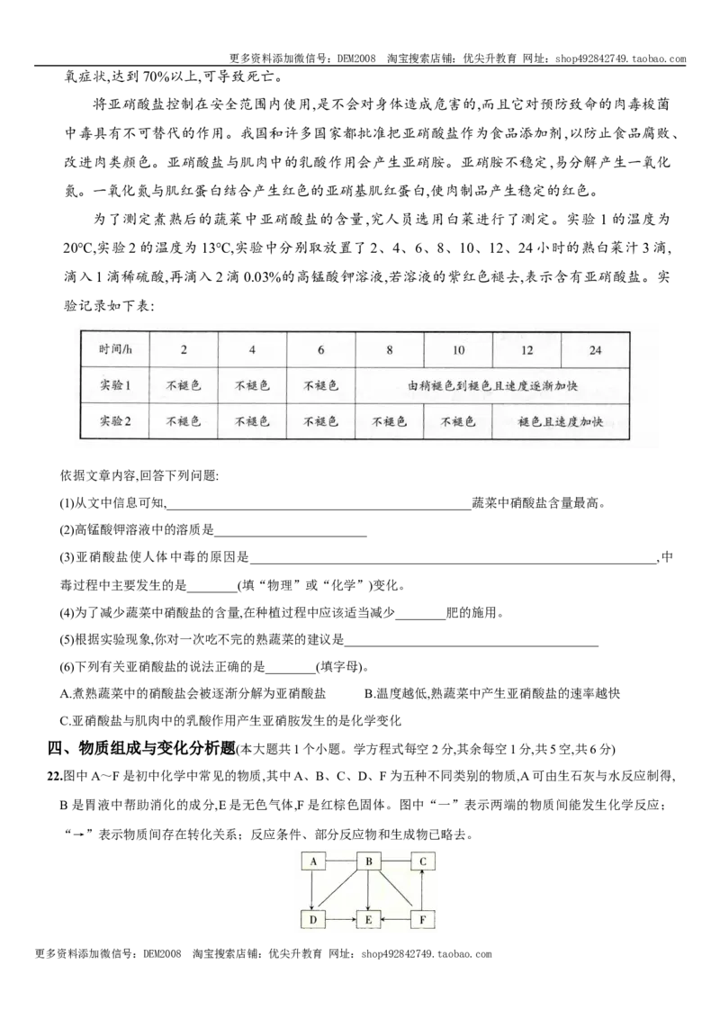 九年级全册期末测试卷（一）（人教版）_1、初中学习资料_4-5、化学_4-5-5、初三化学下册_人教化学九年级下期末试卷（006份）