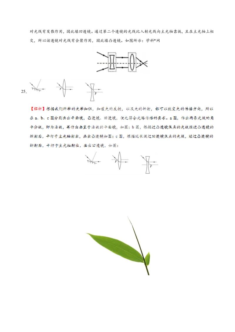 专题5.1透镜--八年级物理人教版（上册）_1、初中学习资料_4-4、物理_4-4-3、初二物理上册_2023更新_人教版初中物理八年级上章末测试专题讲义（新）