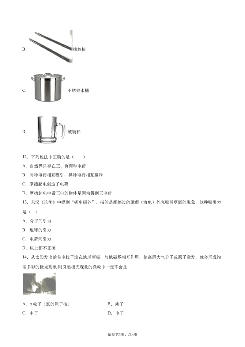 两种电荷（基础练）（原卷版）_1、初中学习资料_4-4、物理_4-4-5、初三物理全册_2024更新_4人教物理试卷9全册同步课时练习新