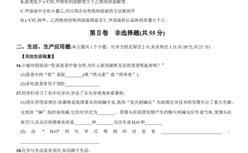 九年级全册期末测试卷（二）（人教版）_1、初中学习资料_4-5、化学_4-5-5、初三化学下册_人教化学九年级下期末试卷（006份）