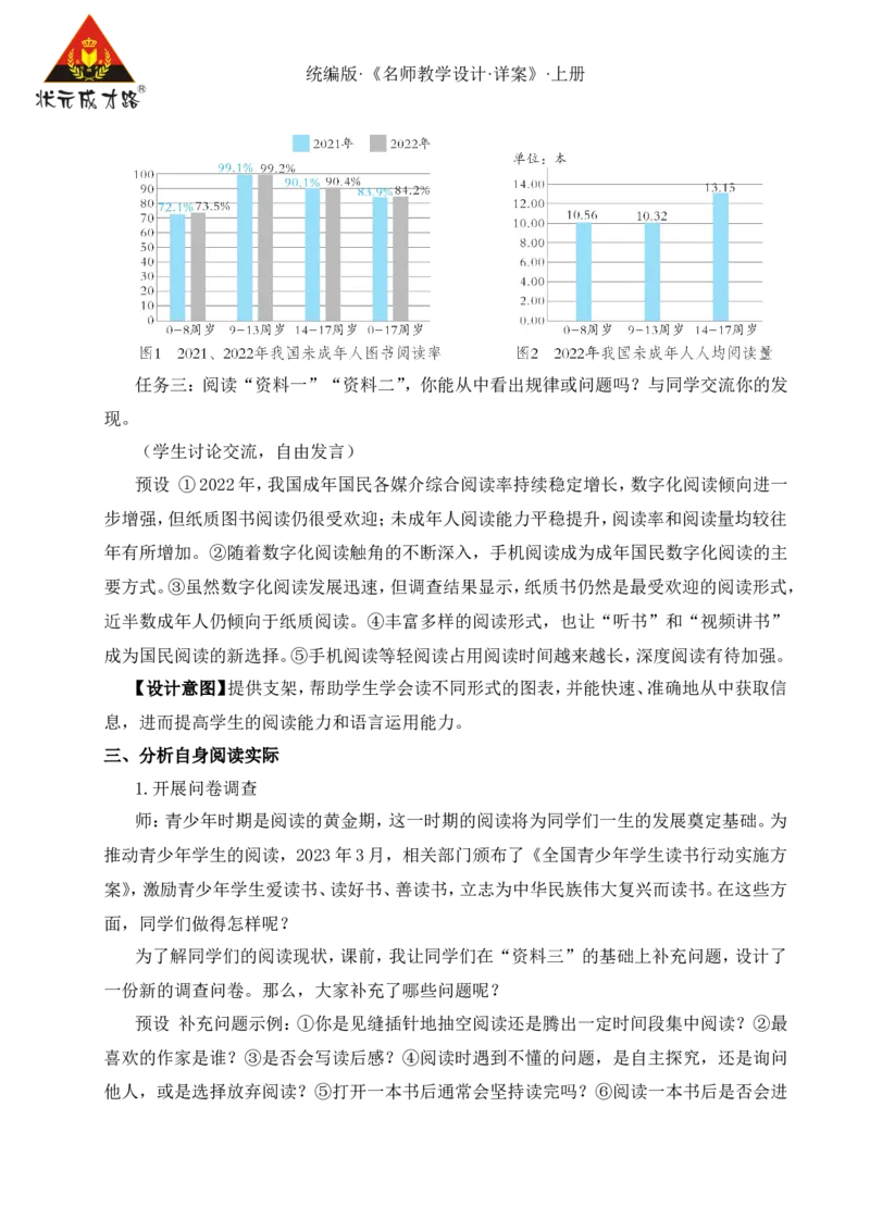 专题学习活动少年正是读书时（名师教案）_1、初中学习资料_2024秋改版_人教七上语文新版课件_9.详细教案_4.第四单元