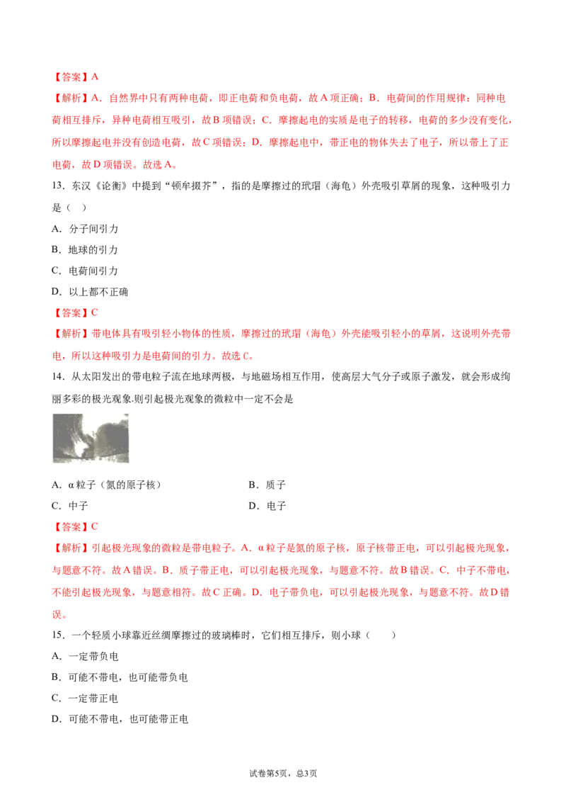 两种电荷（基础练）（解析版）_1、初中学习资料_4-4、物理_4-4-5、初三物理全册_2024更新_4人教物理试卷9全册同步课时练习新