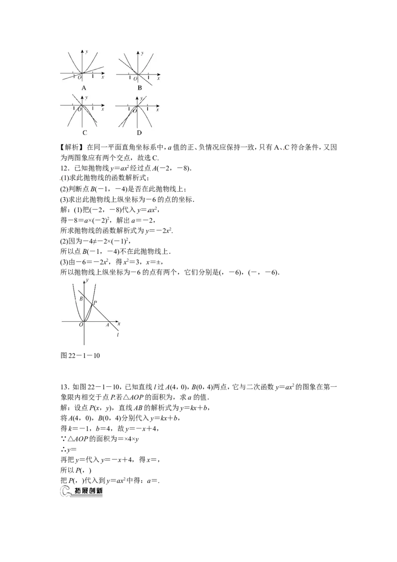 九年级数学上册22.1.2+二次函数y＝ax2的图象和性质同步测试+新人教版_1、初中学习资料_4-2、数学_4-2-5、初三数学上册_人教数学九年级上课时练习（243份）