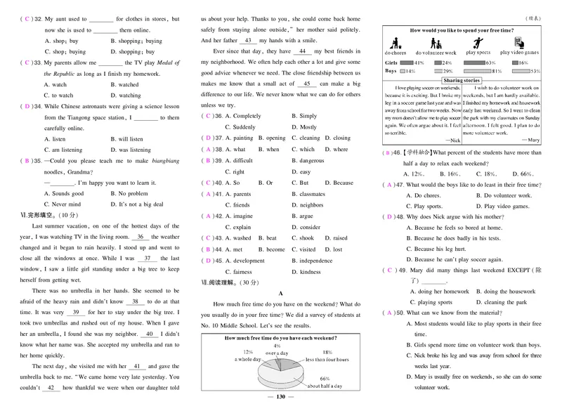 人八英期中答案_1、初中学习资料_24秋试卷_《期中模拟卷》24秋_7-9下册（2024春）_初中英语《期中试卷》7-9下册（人教版）