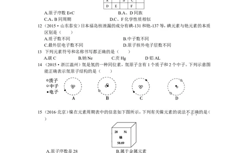 九年级第三单元物质构成的奥秘测试卷含答案解析_1、初中学习资料_2024秋改版_九上化学课件最新版_9化上同步练习+单元测_第三单元物质构成的奥秘_单元测试卷